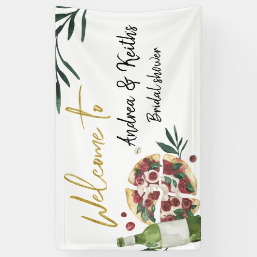 De perfecte Paar Pizza en de grote banner van Beer (Verticaal)