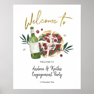 De perfecte Paar Pizza en het Welkomstteken van de Poster