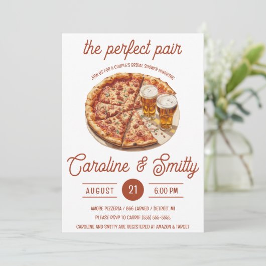 De perfecte Pair Pizza & Beer Paar Vrijgezellenfee Kaart (Staand voorkant)
