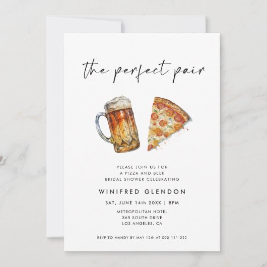 De perfecte Pair Pizza en Bier Vrijgezellenfeest Kaart (Voorkant)