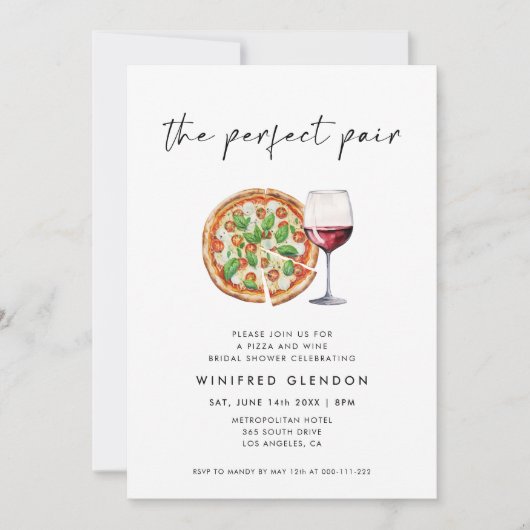 De perfecte Pair Pizza en Wijn Vrijgezellenfeest Kaart (Voorkant)