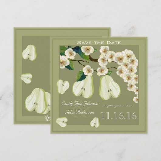 De Perfecte Peer Bloeiende Tak Save the Date Kaart (Voorkant / Achterkant)