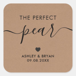 De Perfecte Peer Sticker, Cadeaubijsluiter, Kraft Vierkante Sticker