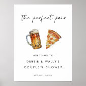 De perfecte Pizza en Bier Paar Douche Poster (Voorkant)