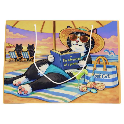 De perfecte stranddag,kat groot cadeauzakje (Voorkant)