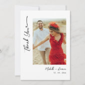 De perfecte touch: zwart script bruiloft foto bedankkaart (Voorkant)