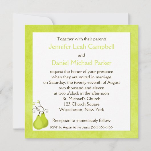 De perfecte uitnodiging voor 'Pear'-bruiloft (Achterkant)