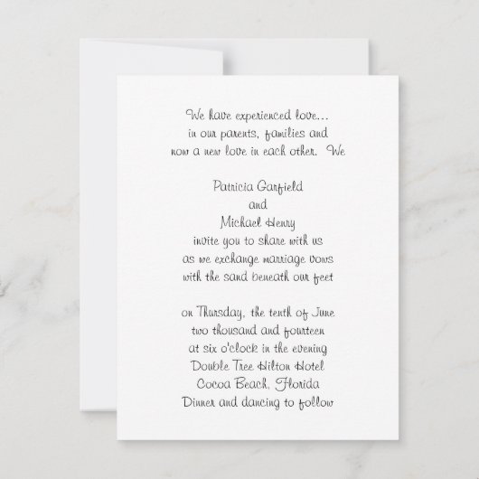 De perfecte uitnodiging voor strandbruiloft.... (Achterkant)