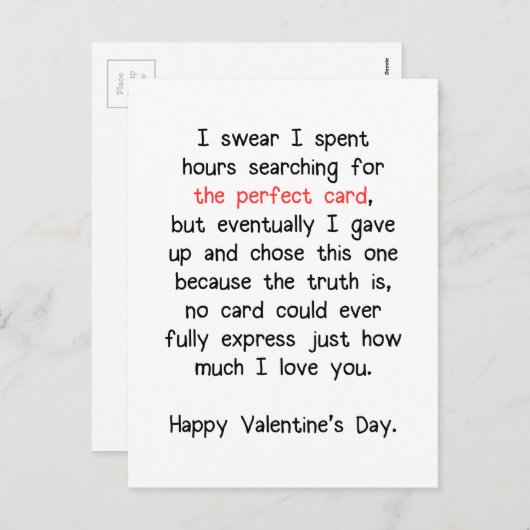 De perfecte Valentijnsdag Kaart (Voorkant / Achterkant)