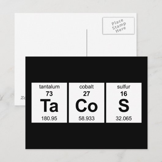 De Periodieke Lijst van taco's Briefkaart (Voorkant / Achterkant)