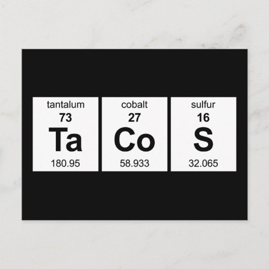 De Periodieke Lijst van taco's Briefkaart (Voorkant)