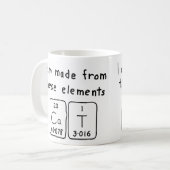 De periodieke mok van de lijstnaam van het kat (Voorkant links)