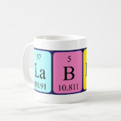 De periodieke mok van de lijstnaam van het Laborat (Voorkant links)