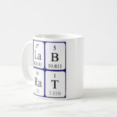 De periodieke mok van de lijstnaam van het Laborat (Voorkant links)