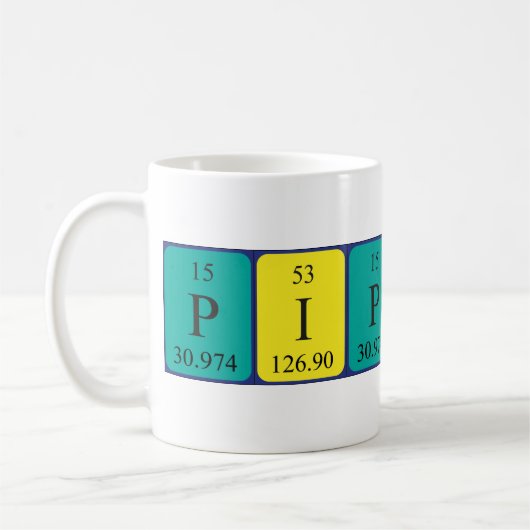 De periodieke mok van de lijstnaam van Pippino (Links)