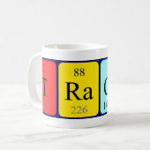 De periodieke mok van de lijstnaam van Tracey (Voorkant links)