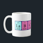 De periodieke mok van de Naam van de Chick van het<br><div class="desc">Lab Chick schreef als La B C H I C K (Lanthaan Boron Carbon Hydrogen Iodine Carbon Kalium) op een mok voor de wetenschapper die weet wat ze wil.</div>