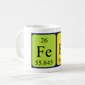 De periodieke mok van de naam van de febe (Voorkant links)