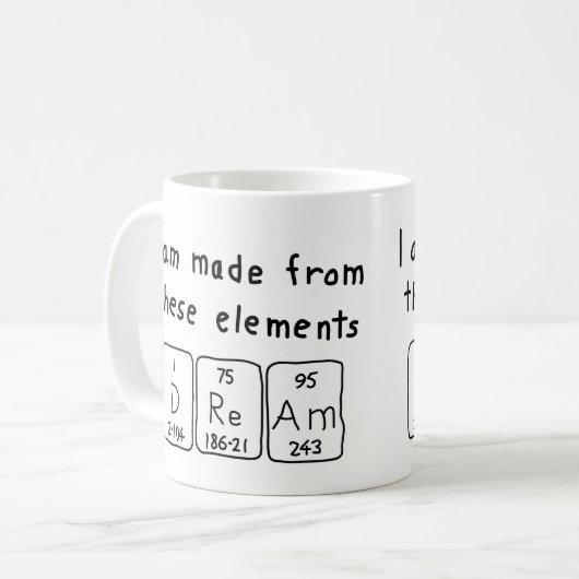 De periodieke mok van het droomwoord (Voorkant links)