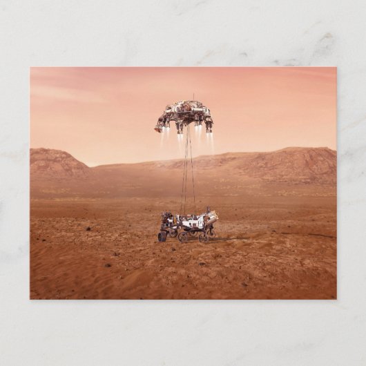 De Perseverance Rover landt veilig op Mars. Briefkaart (Voorkant)