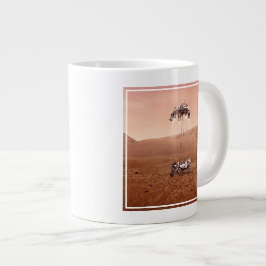 De Perseverance Rover landt veilig op Mars. Grote Koffiekop (Voorkant rechts)