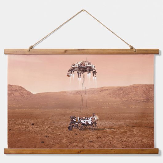 De Perseverance Rover landt veilig op Mars. Hangend Wandkleed (Voorkant)