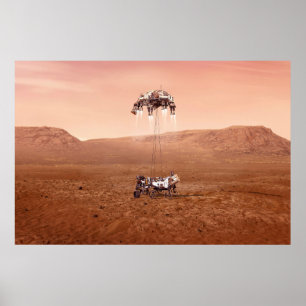 De Perseverance Rover landt veilig op Mars. Poster