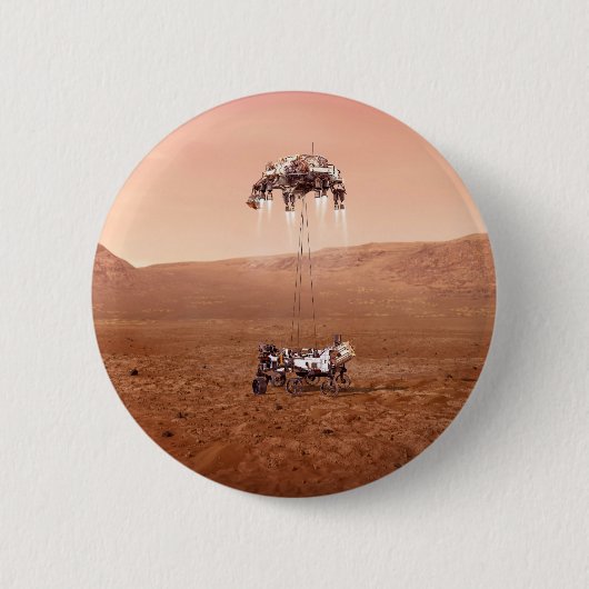 De Perseverance Rover landt veilig op Mars. Ronde Button 5,7 Cm (Voorkant)