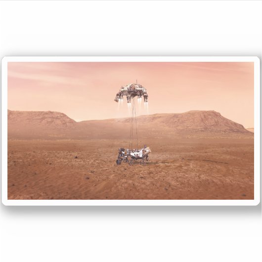 De Perseverance Rover landt veilig op Mars. Sticker (Voorkant)