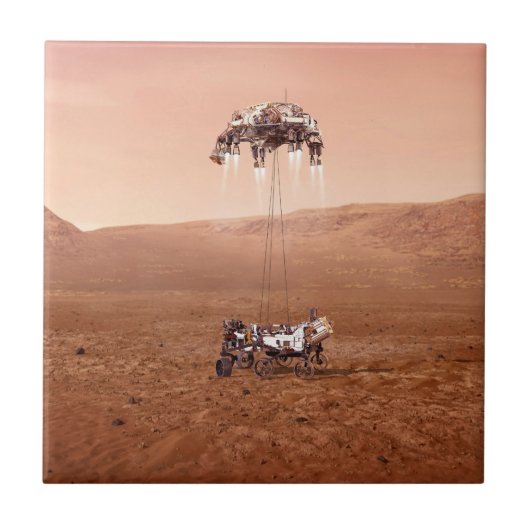 De Perseverance Rover landt veilig op Mars. Tegeltje (Voorkant)