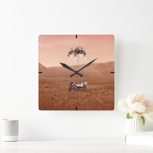 De Perseverance Rover landt veilig op Mars. Vierkante Klok (Huis)
