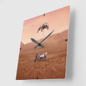 De Perseverance Rover landt veilig op Mars. Vierkante Klok (Hoek)