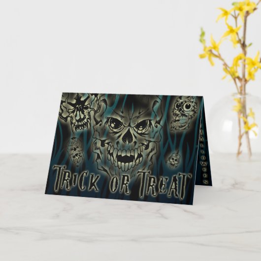 De Personaliseerbare Kaart van het Trick or treat (Gele Bloem)