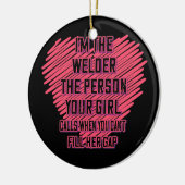 De persoon die je meisje noemt is grappig. keramisch ornament (Links)