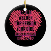 De persoon die je meisje noemt is grappig. keramisch ornament (Achterkant)