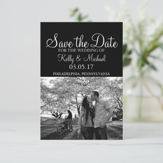 De persoonlijke Foto bewaart de Datum Save The Date (Staand voorkant)