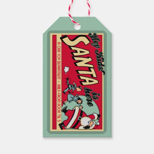 De persoonlijke Kerstman is hier Retro Kerstmis Cadeaulabel (Voorkant)