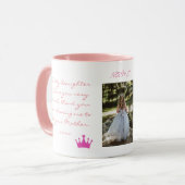 De persoonlijke naam en de foto van de mok van de  (Voorkant links)