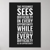 De pessimist ziet moeilijkheden | INSPIREREND Poster (Voorkant)