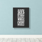 De pessimist ziet moeilijkheid | Inspirerend Canvas Afdruk (Insitu (Houten vloer))