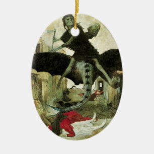De Pest van Arnold Böcklin, Vintage Symbolisme Keramisch Ornament
