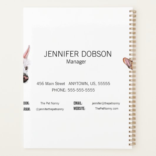 De Pet Nanny...Pet zit in Dog Benoeming Planner (Achterkant)