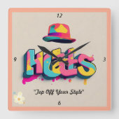 "De Pet plek" Vierkante Klok (Voorkant)