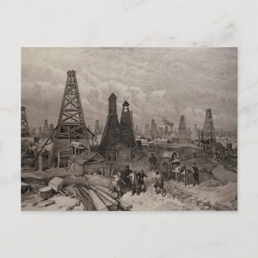 De petroleumolie wells in Baku op de Caspian Briefkaart (Voorkant)
