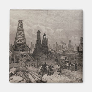De petroleumolie wells in Baku op de Caspian Magneet