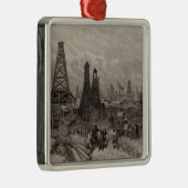 De petroleumolie wells in Baku op de Caspian Metalen Ornament (Rechts)