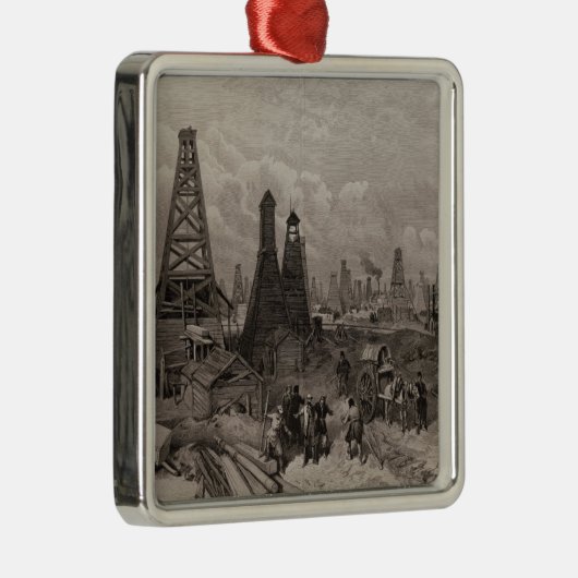 De petroleumolie wells in Baku op de Caspian Metalen Ornament (Rechts)