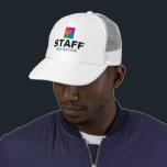 De Petten van het personeel voegen de Logo van het<br><div class="desc">Creëer Uw eigen Pet van het Personeel uploadt Logo toevoegt hier Witte Legante Moderne Trucker Hat van de Sjabloon.</div>