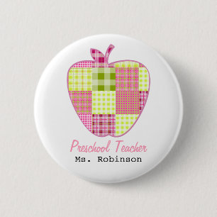 De PeuterLeraar van Apple van de plaid Ronde Button 5,7 Cm