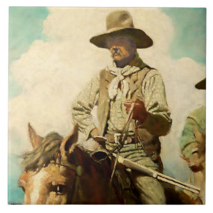 De pezige marshal Westernkunst van NC Wyeth Tegeltje